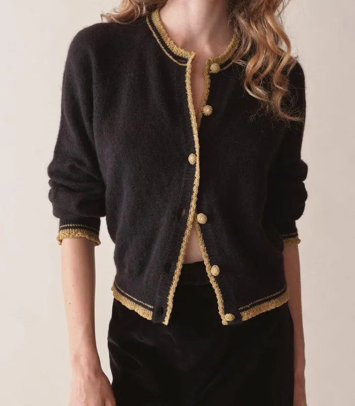 Shop NATHALIA CARDIGAN Black DEN Knitwear