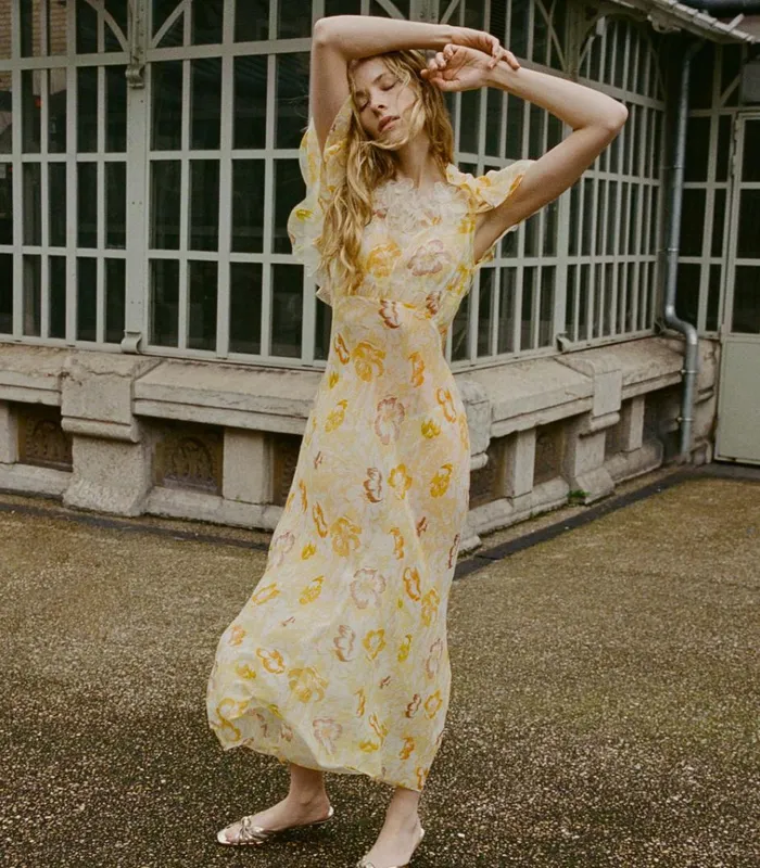 Shop NEVARA DRESS Citron Anemone Bloom DEN Dresses