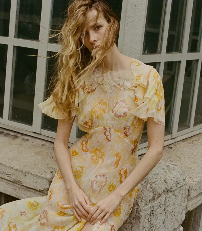 Shop NEVARA DRESS Citron Anemone Bloom DEN Dresses