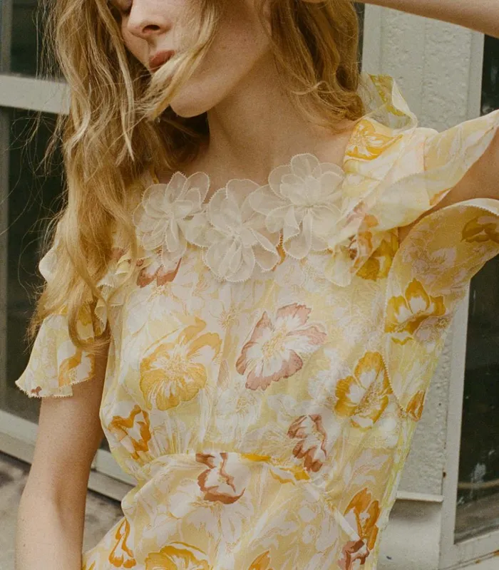 Shop NEVARA DRESS Citron Anemone Bloom DEN Dresses