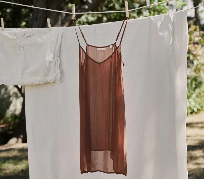 Shop SHORT DEEP VNECK SLIP Carob DEN Delicates and Sleepwear