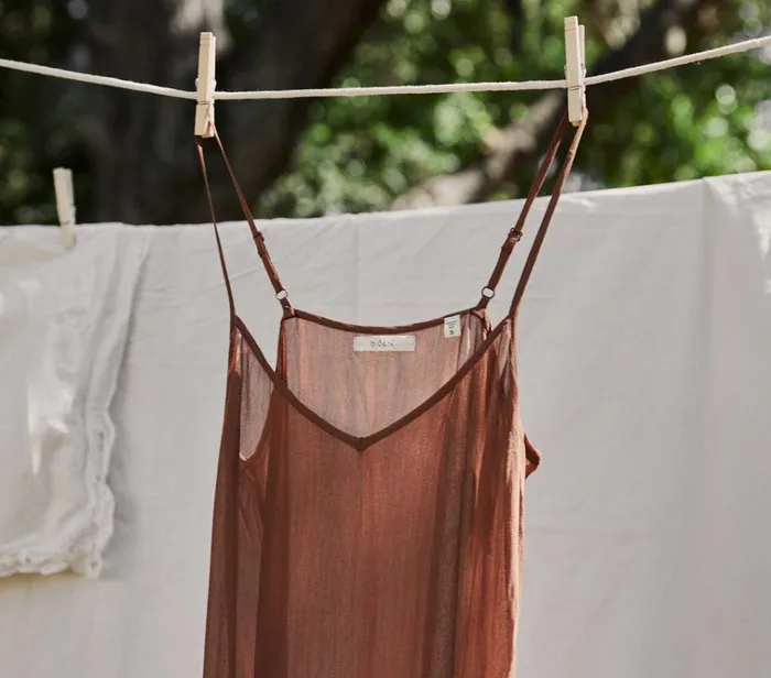Shop SHORT DEEP VNECK SLIP Carob DEN Delicates and Sleepwear