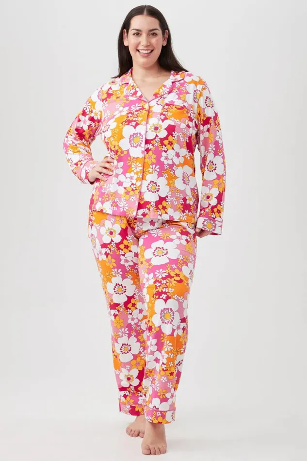 SHOP Trina Turk WOMEN039S SLEEPWEAR BALI PINK FLORAL WOMEN039S LONG SLEEVE LONG PANT JERSEY PJ SET