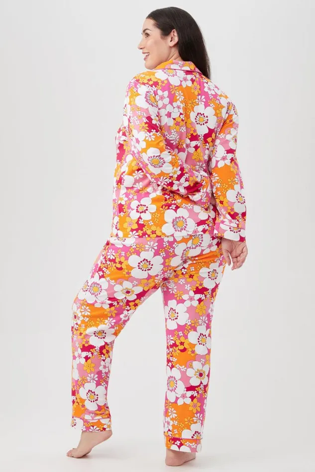 SHOP Trina Turk WOMEN039S SLEEPWEAR BALI PINK FLORAL WOMEN039S LONG SLEEVE LONG PANT JERSEY PJ SET
