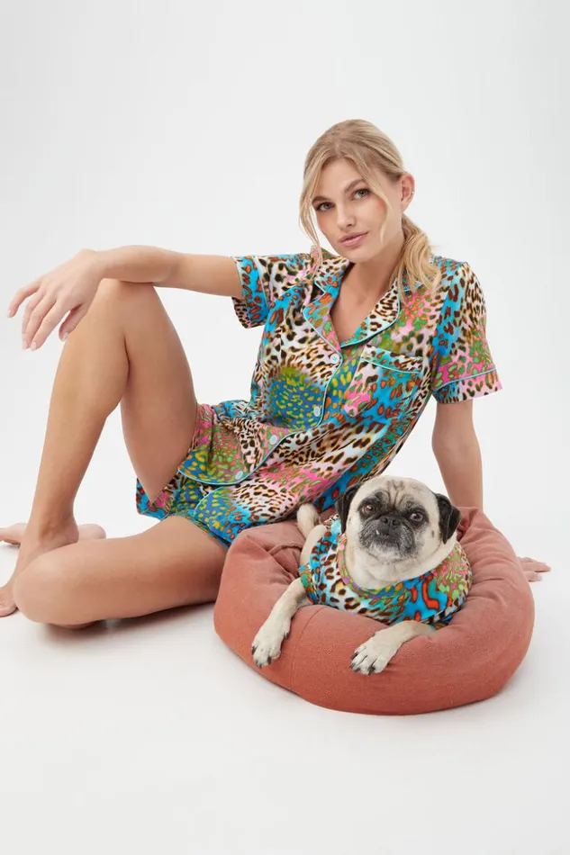 SHOP Trina Turk WOMEN039S SLEEPWEAR SPRAY LEOPARD SHORT SLEEVE JERSEY PET PAJAMA SHIRT