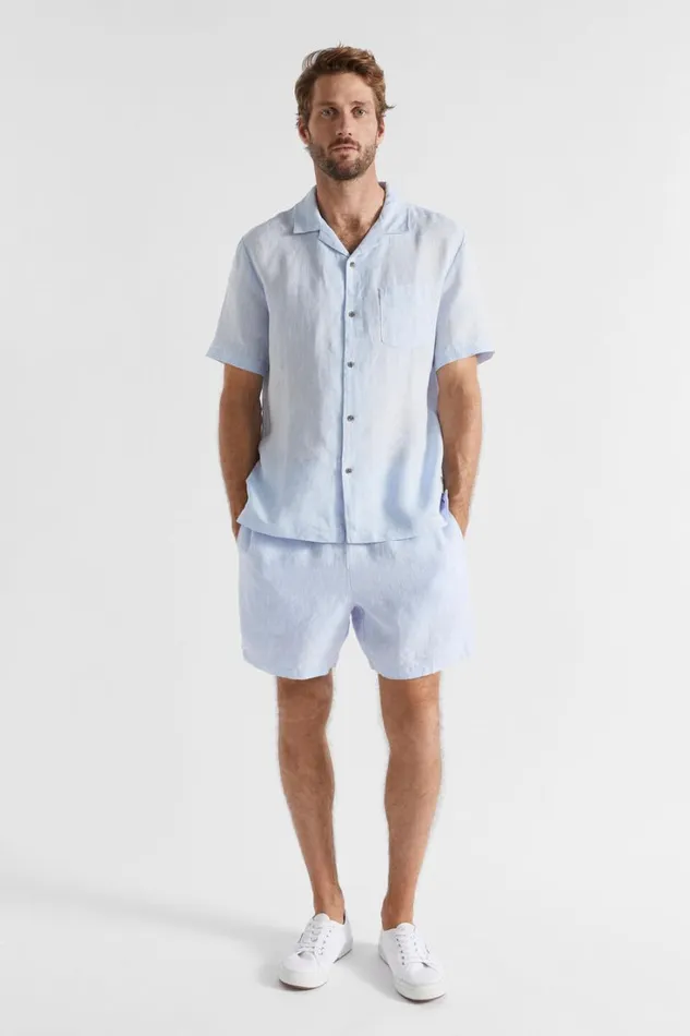 Shorts Man Seed Heritage Linen Short Light Blue Crossdye
