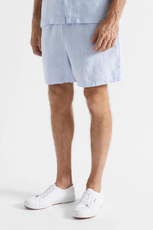 Shorts Man Seed Heritage Linen Short Light Blue Crossdye