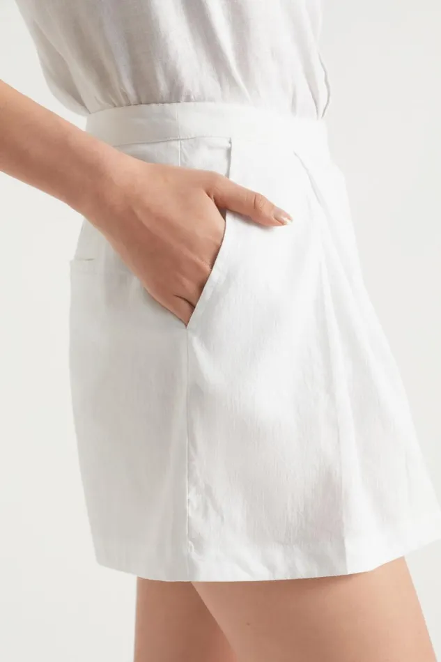 Shorts Woman Seed Heritage Pleat Front Short Whisper White