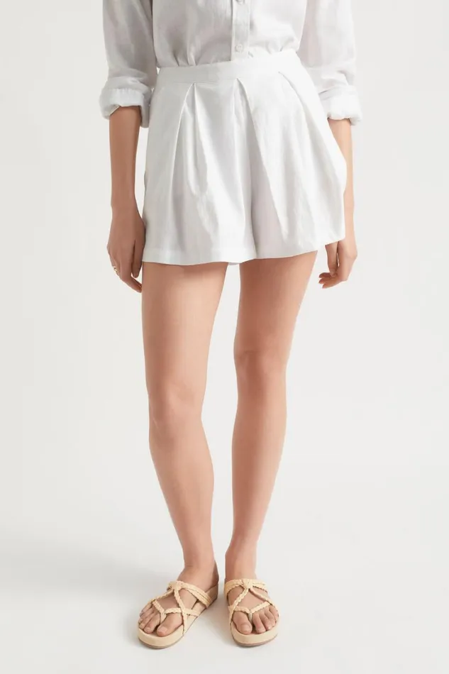 Shorts Woman Seed Heritage Pleat Front Short Whisper White