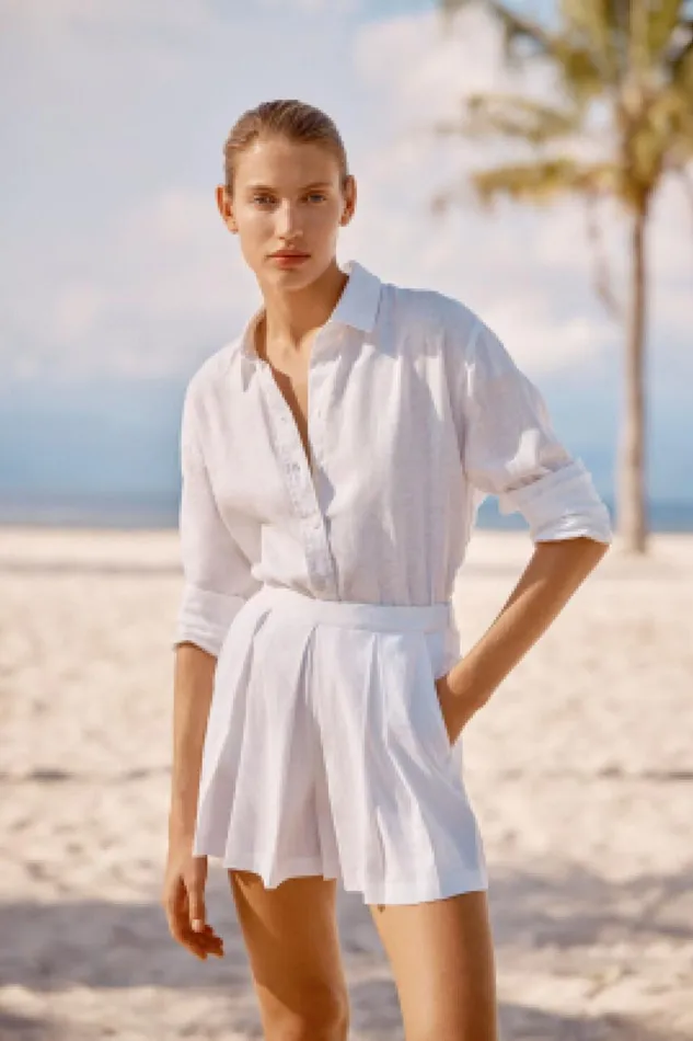 Shorts Woman Seed Heritage Pleat Front Short Whisper White