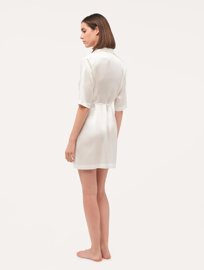 Silk Long Shirt In White Sleepwear La Perla Silk Sleepwear