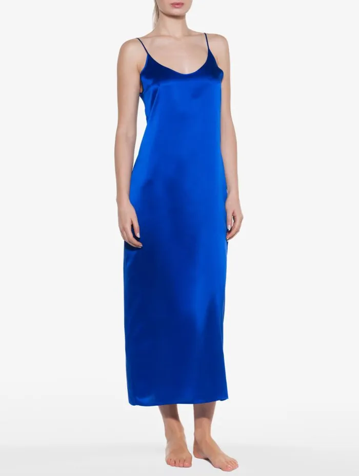 Silk Long Slip In Electric Blue Sleepwear La Perla Slips and Dresses