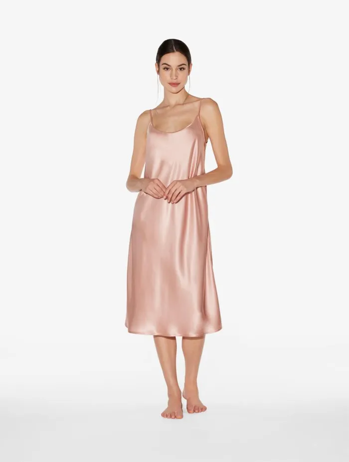 Silk Midi Nightdress In Powder Pink Sleepwear La Perla Slips and Dresses Silk Midi Nightdress In Powder Pink Sleepwear La Perla Slips and Dresses