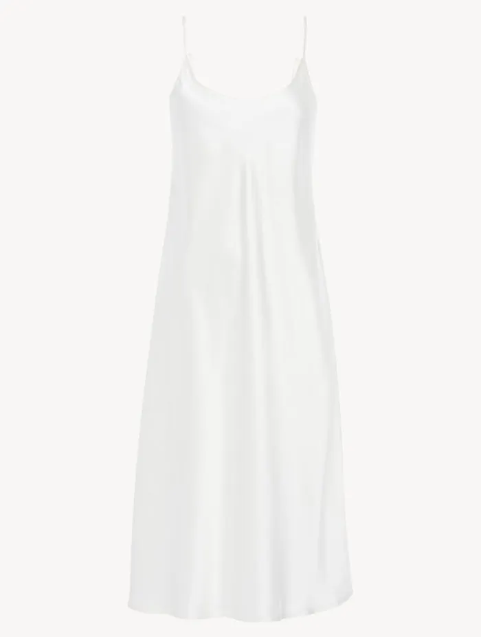 Silk Midi Nightdress In White Sleepwear La Perla Slips and Dresses