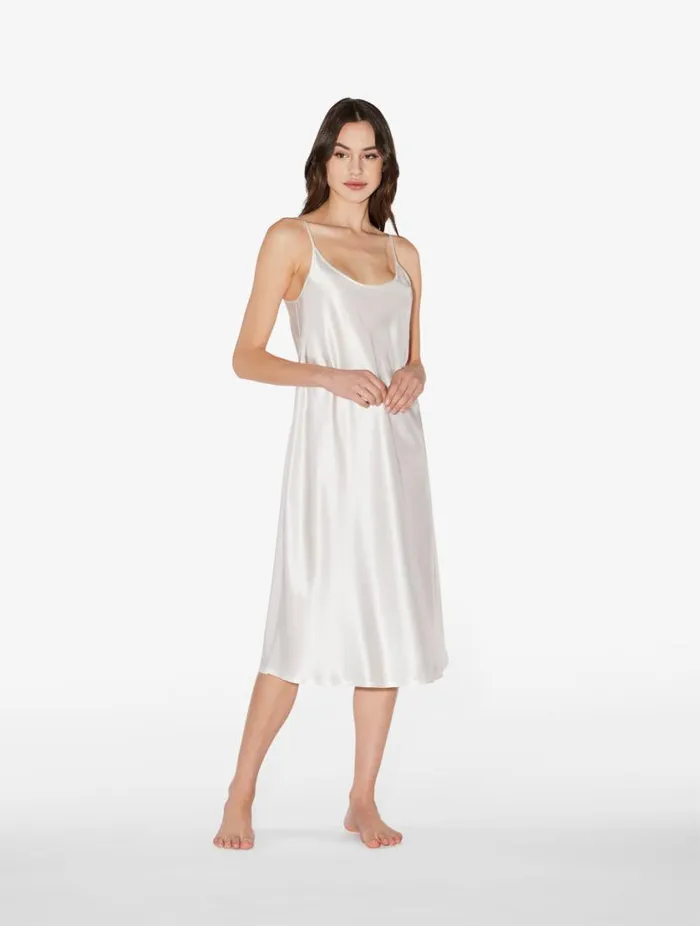 Silk Midi Nightdress In White Sleepwear La Perla Slips and Dresses Silk Midi Nightdress In White Sleepwear La Perla Slips and Dresses