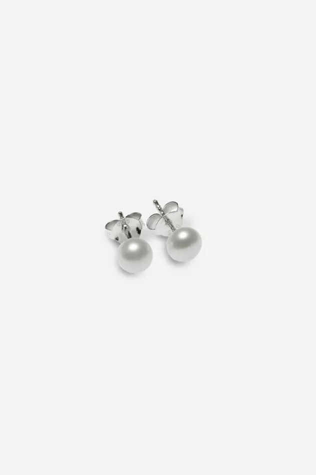 Silver 5mm Fresh Water Pearl Sterling Silver Stud Earring Women Roman Jewellery