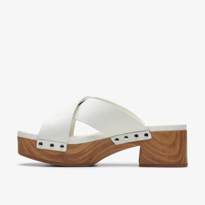 Sivanne Walk Off White Leather Women Clarks Clogs and Mules
