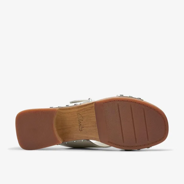Sivanne Walk Off White Leather Women Clarks Clogs and Mules