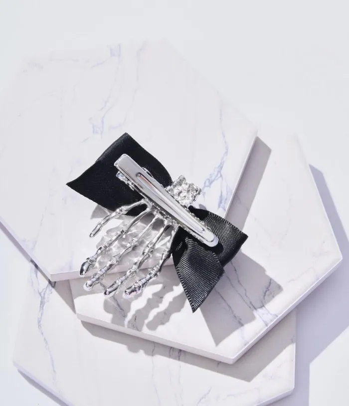 Skeleton Hand Bow Barrette AccessoriesHalloween Unique Vintage Accessories