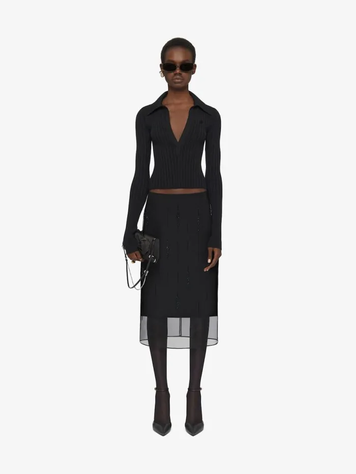 Skirt In Organza With Crystals Black Women Givenchy Skirts