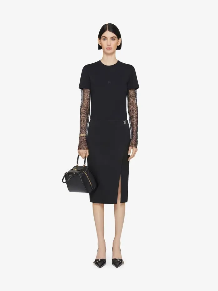 Skirt In Wool With 4g Liquid Detail Black Women Givenchy Skirts