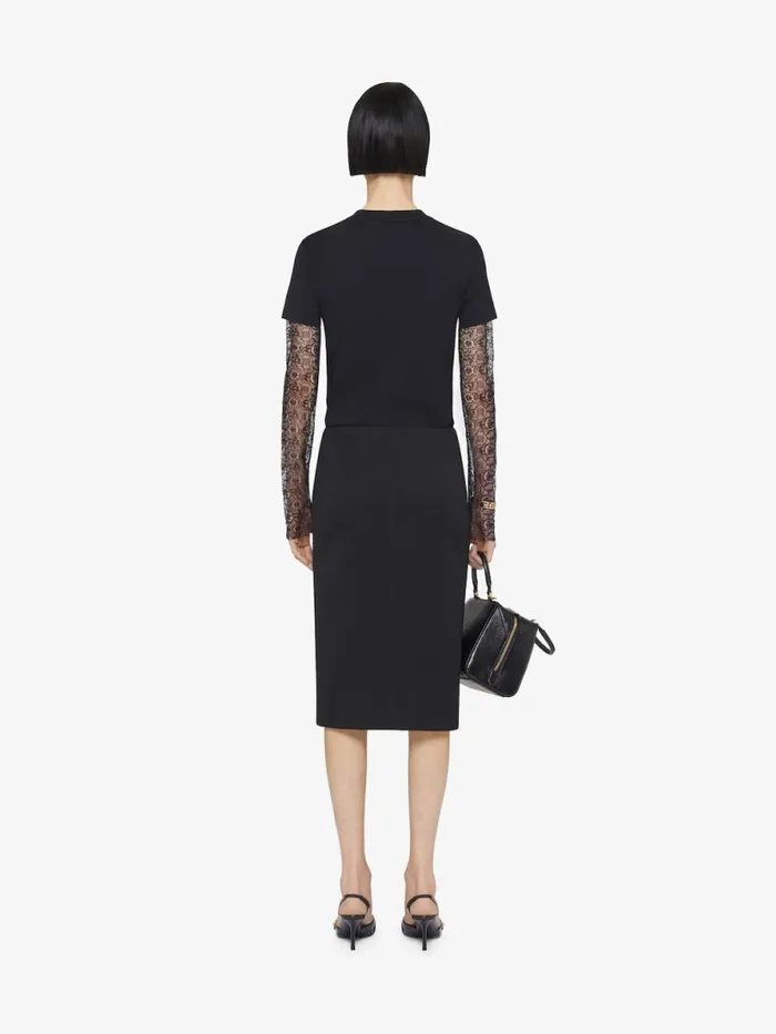 Skirt In Wool With 4g Liquid Detail Black Women Givenchy Skirts