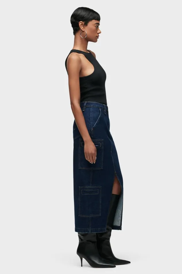 Skirts Women Hudson Jeans Reconstructed Skirt W Cargo Welt Pockets Denim Rinse Skirts Women Hudson Jeans Reconstructed Skirt W Cargo Welt Pockets Denim Rinse