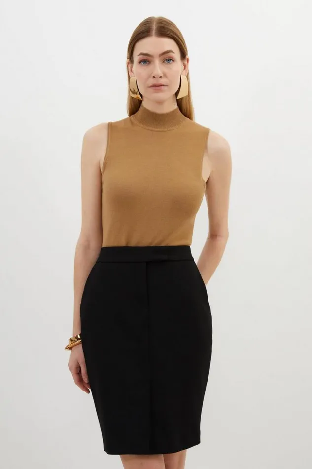 Skirts Women Karen Millen Compact Stretch Tailored Pencil Mini Skirt Black