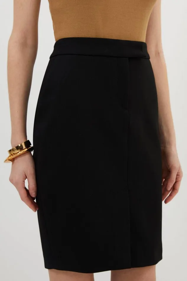 Skirts Women Karen Millen Compact Stretch Tailored Pencil Mini Skirt Black