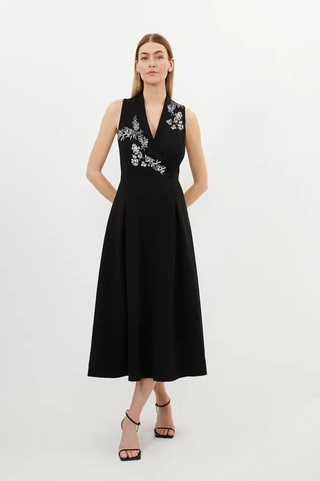 Skirts Women Karen Millen Compact Viscose Embroidery Drape Shoulder Maxi Dress Black Skirts Women Karen Millen Compact Viscose Embroidery Drape Shoulder Maxi Dress Black