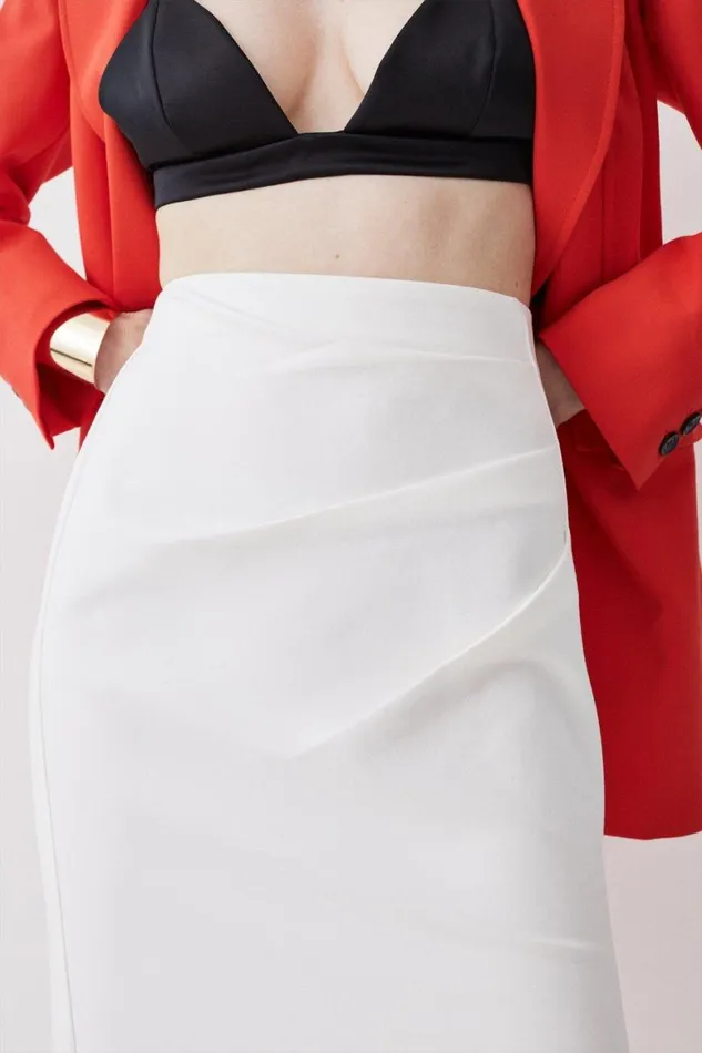 Skirts Women Karen Millen Ponte Side Split Maxi Skirt White