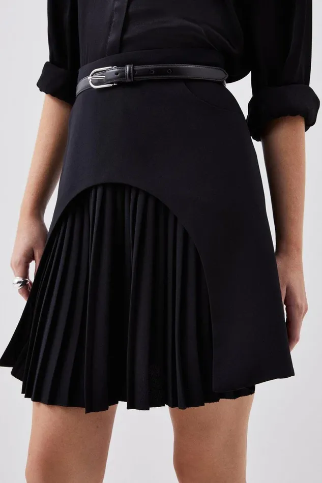 Skirts Women Karen Millen Tailored Military Pleat Mini Skirt Black