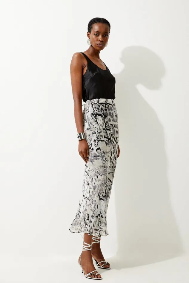 Skirts Women Karen Millen Viscose Woven Midi Skirt Snake