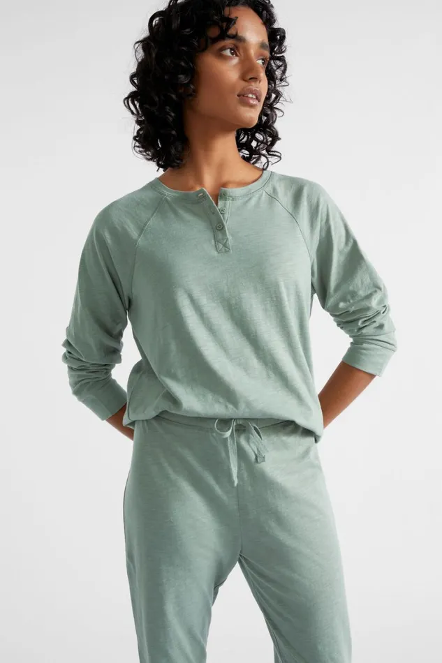 Sleepwear Woman Seed Heritage Raglan Long Sleeve PJ Pant Set Sage Green