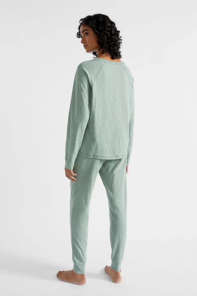 Sleepwear Woman Seed Heritage Raglan Long Sleeve PJ Pant Set Sage Green