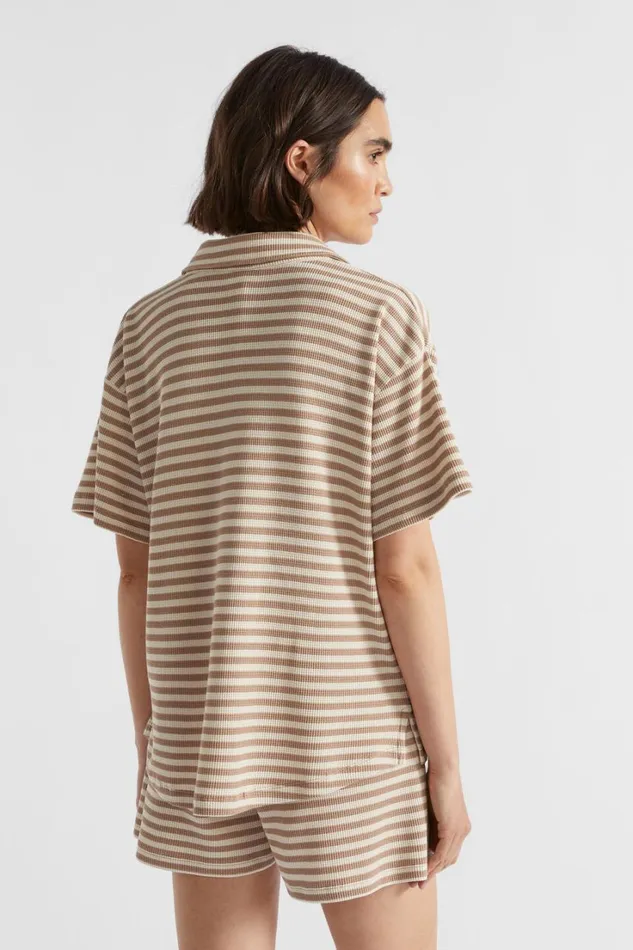 Sleepwear Woman Seed Heritage Stripe Waffle PJ Tee And Short Set Barley Stripe