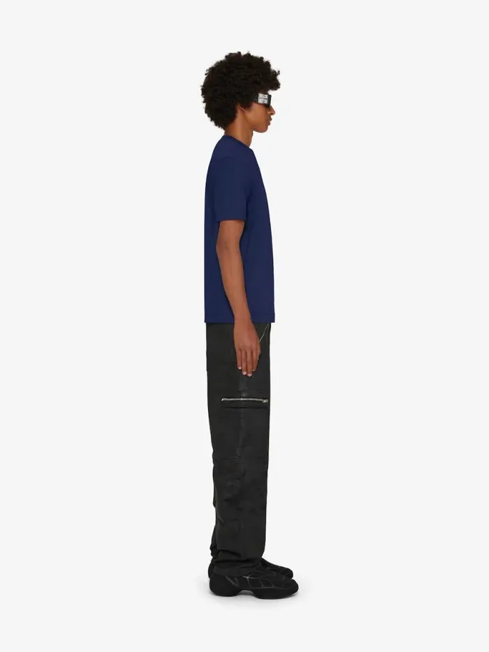 Slim Fit TShirt In Cotton With 4g Embroidery Navy Men Givenchy TShirts