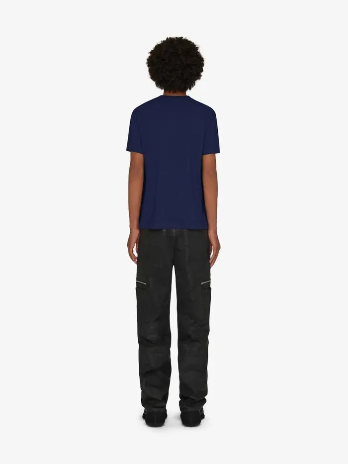 Slim Fit TShirt In Cotton With 4g Embroidery Navy Men Givenchy TShirts