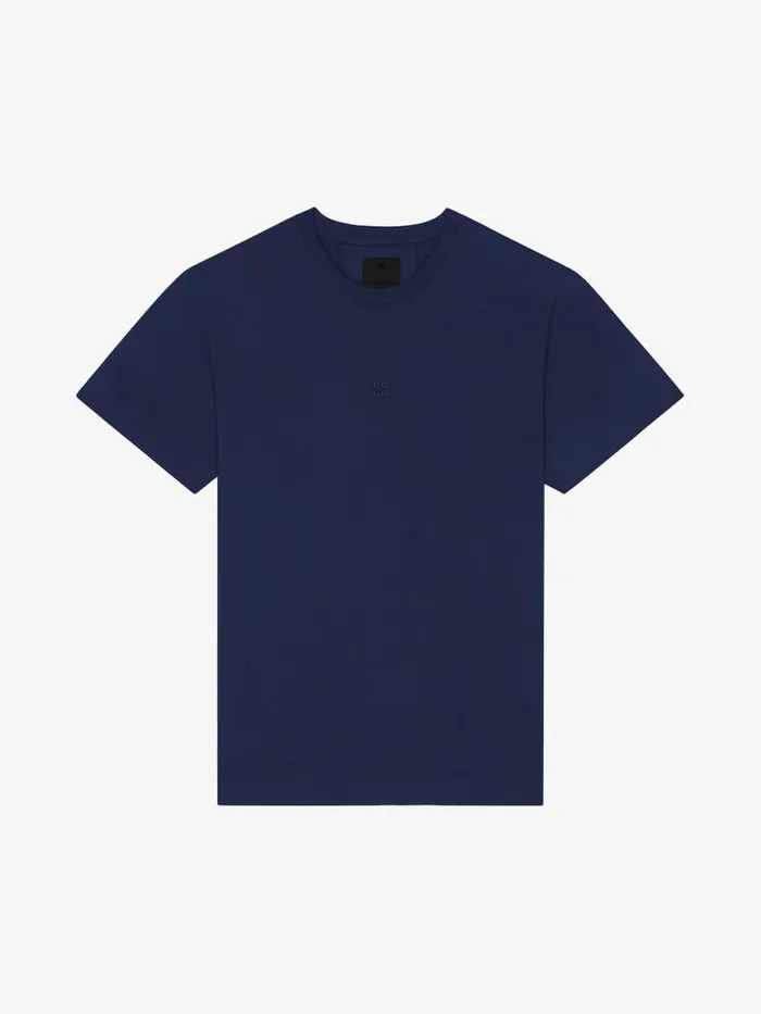 Slim Fit TShirt In Cotton With 4g Embroidery Navy Men Givenchy TShirts