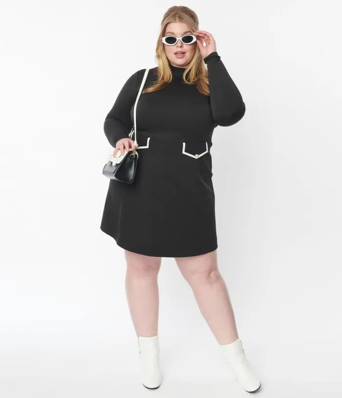 Smak Parlour Plus Size Black Mock Turtleneck Fit and Flare Dress DressesPlus Unique Vintage Fit and Flare Smak Parlour Plus Size Black Mock Turtleneck Fit and Flare Dress DressesPlus Unique Vintage Fit and Flare