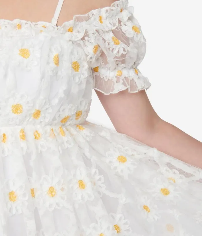 Smak Parlour White Daisy Off The Shoulder Babydoll Dress DressesPlus Unique Vintage Babydoll