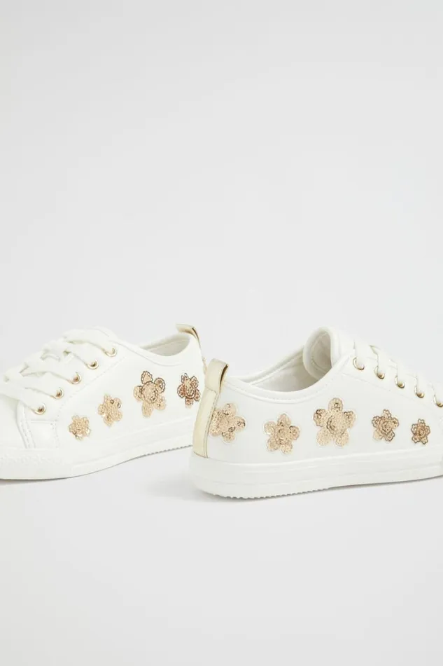 Sneakers and Trainers Girl Seed Heritage Daisy Sequin Trainer White
