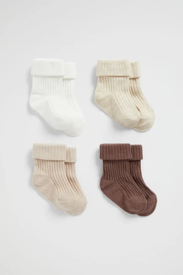 Socks NewbornBaby Seed Heritage Rib Sock Multipack Teddy Brown