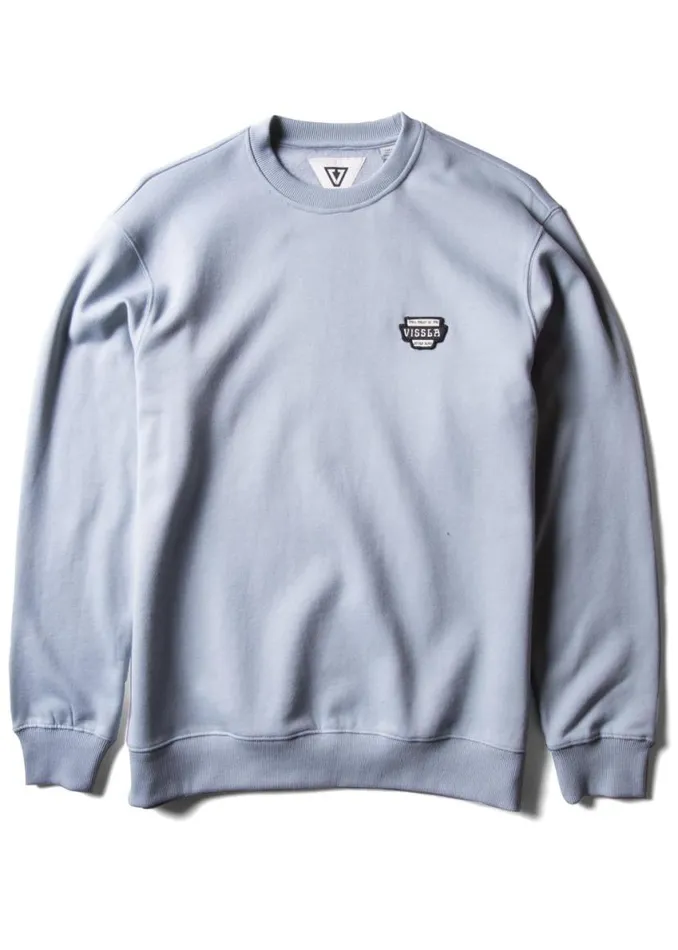 Solid Sets Eco Crew Stone Blue Men Vissla Fleece and Hoodies
