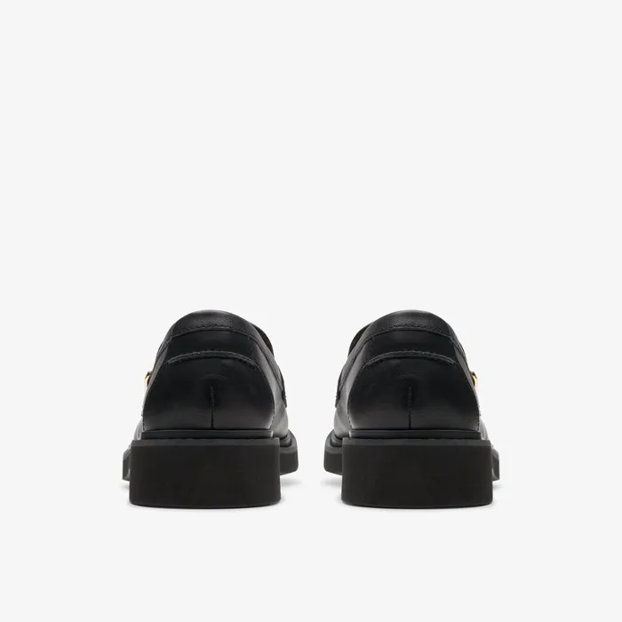 SPLEND PENNY Black Leather Women Clarks Loafers and Oxfords