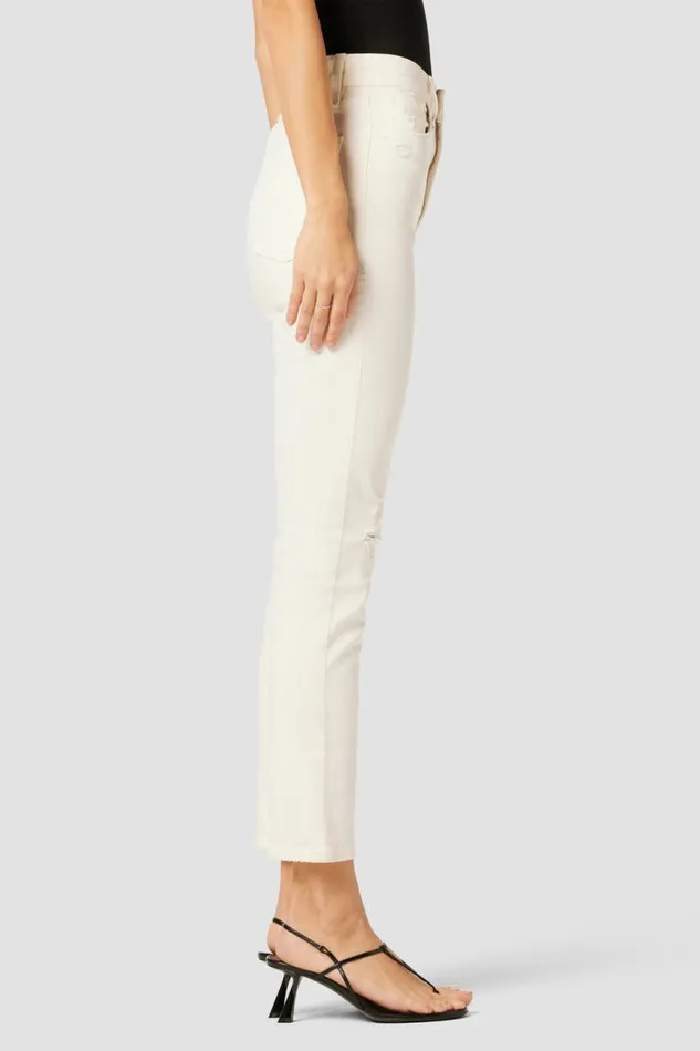 Straight Women Hudson Jeans Harlow Ultra HighRise Cigarette Ankle Jean Destructed Ecru