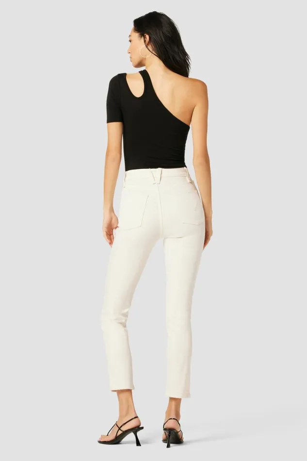 Straight Women Hudson Jeans Harlow Ultra HighRise Cigarette Ankle Jean Destructed Ecru