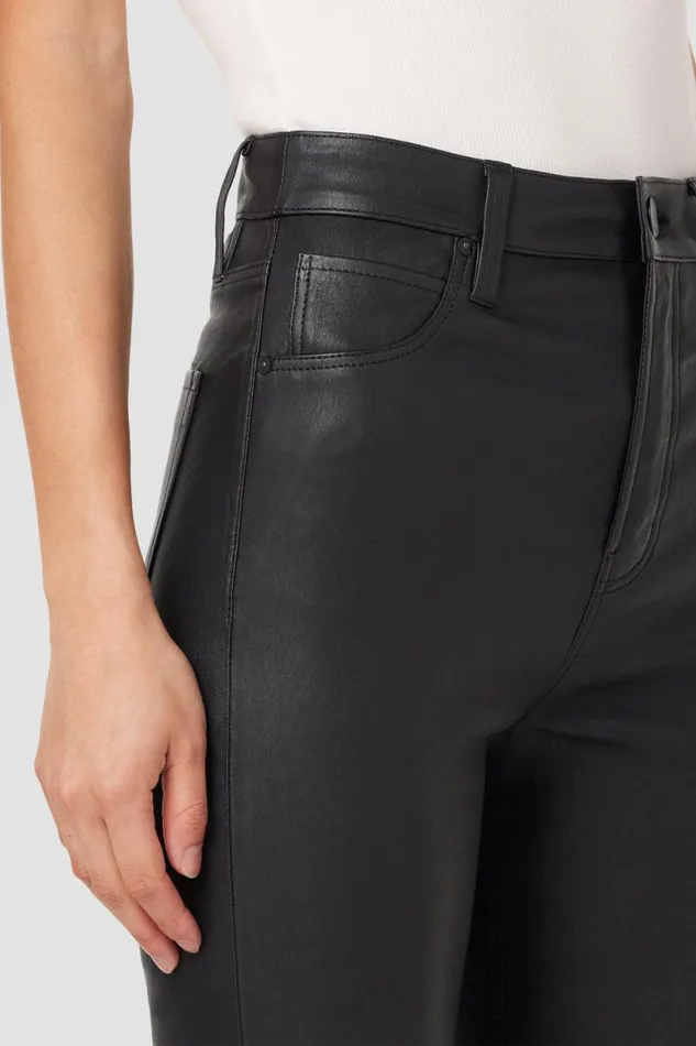 Straight Women Hudson Jeans Harlow Ultra HighRise Cigarette Leather Ankle Pant Black