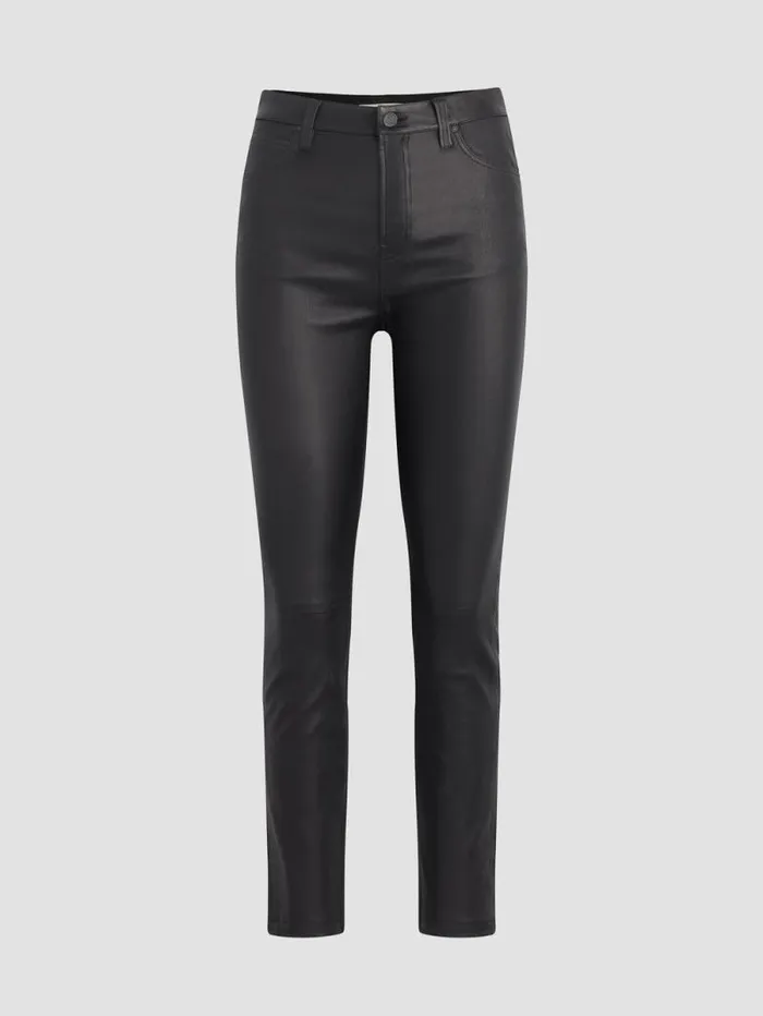 Straight Women Hudson Jeans Harlow Ultra HighRise Cigarette Leather Ankle Pant Black