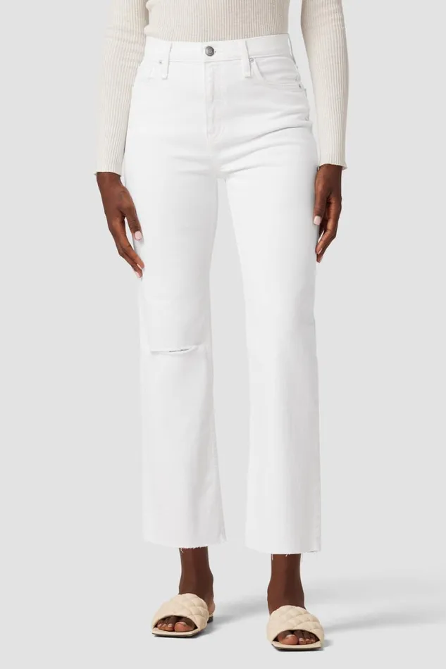 Straight Women Hudson Jeans Remi HighRise Straight Crop Jean Destructed White Shadow